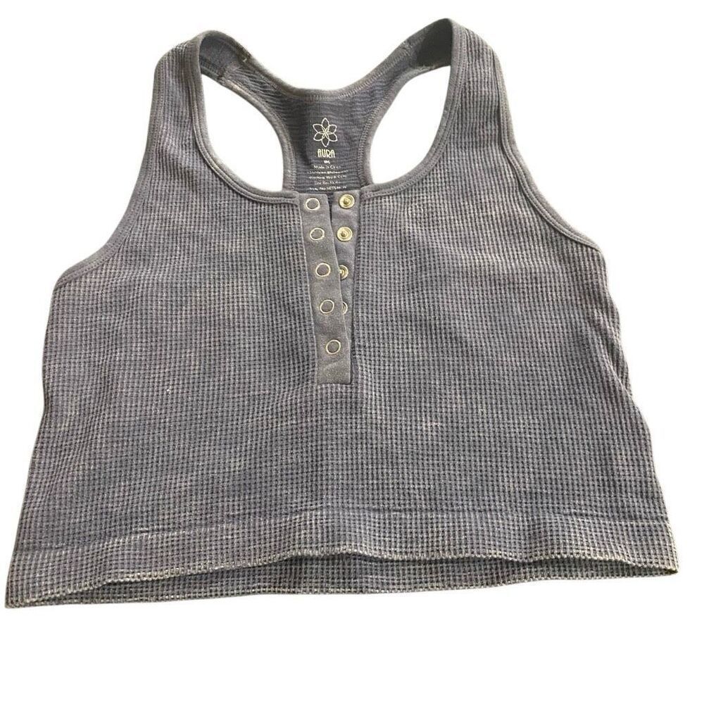 Aura waffle knit blue tank bralette size M/L